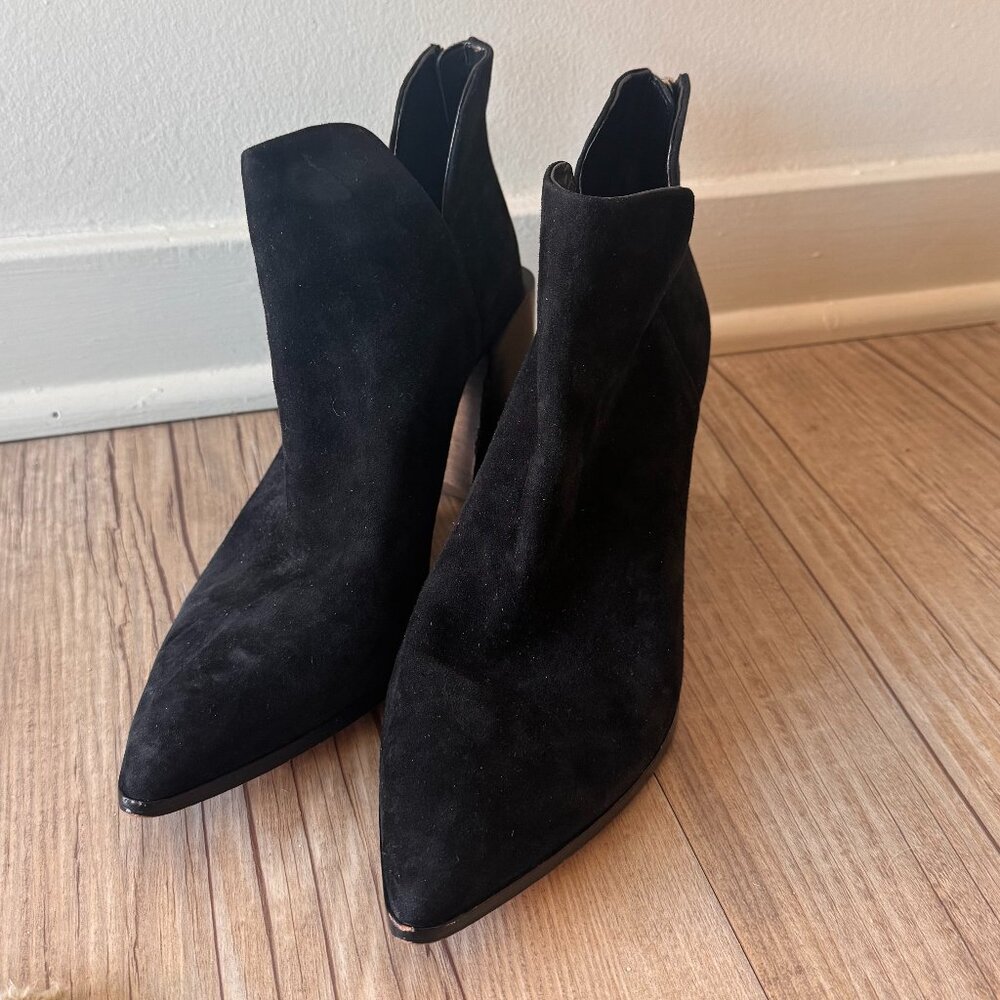 Vince Camuto X Styled Snapshots Black Suede Jestama Ankle Bootie